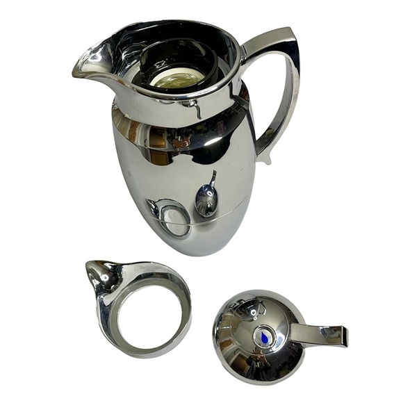 Pampered Chef 42 Oz Chrome Carafe Thermal Glass Liner Hot Or Cold - Picture 2 of 8